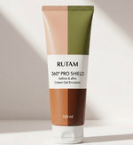 RUTAM 360º PRO SHIELD Before & After Cream-Gel 100ml — elegant product shot on light background, scalp-first heat protectant